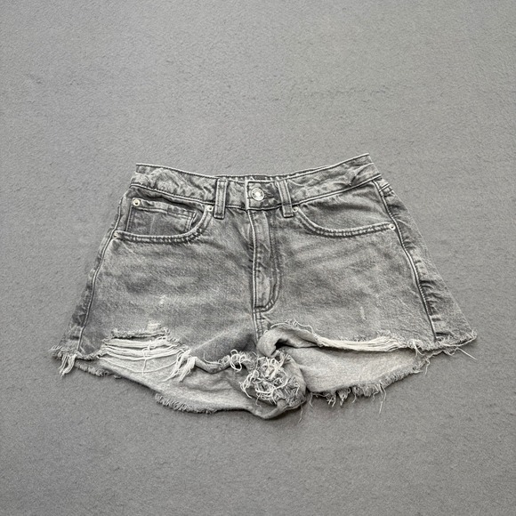 Garage Pants - Garage Booty Shorts Women's 0/24 Light Gray Denim Festival Cut Off Distressed